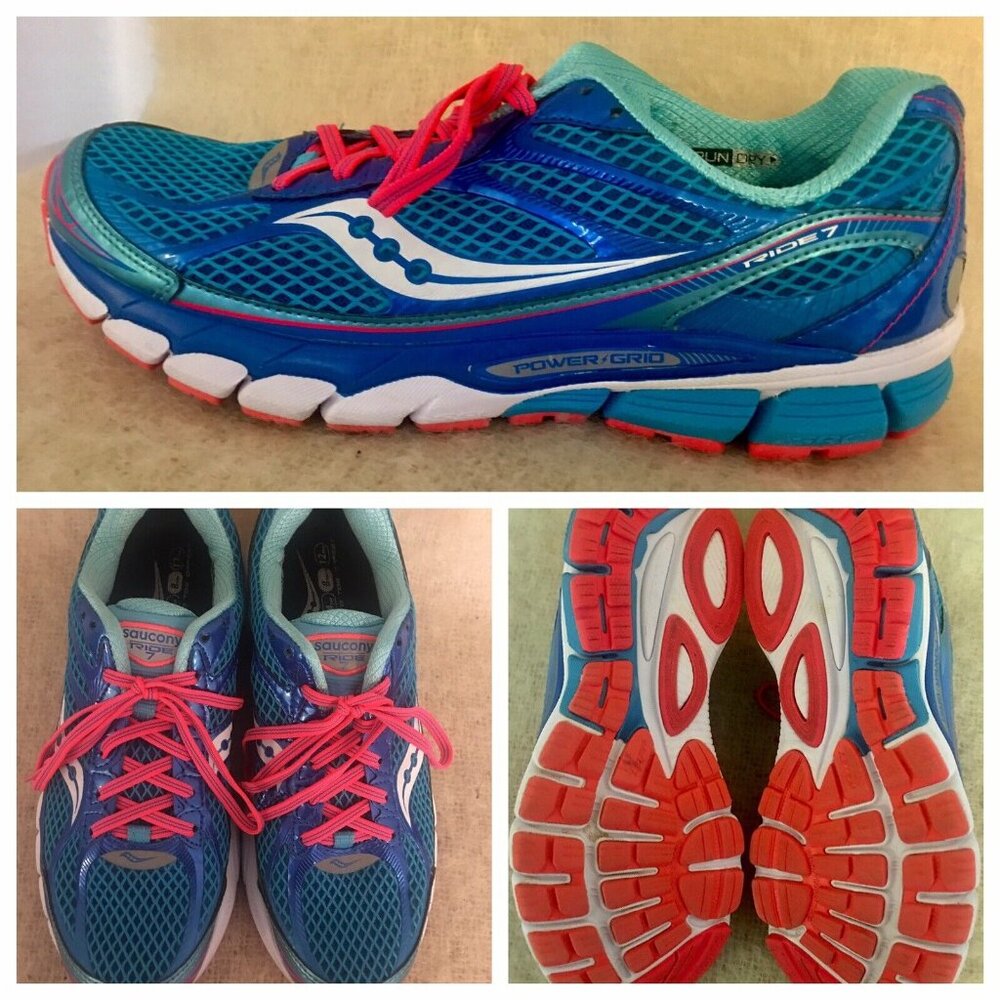 Saucony Ride 7 Women’s US Size 11 M EUR 43 Shoes Turquoise/Coral S10241-1